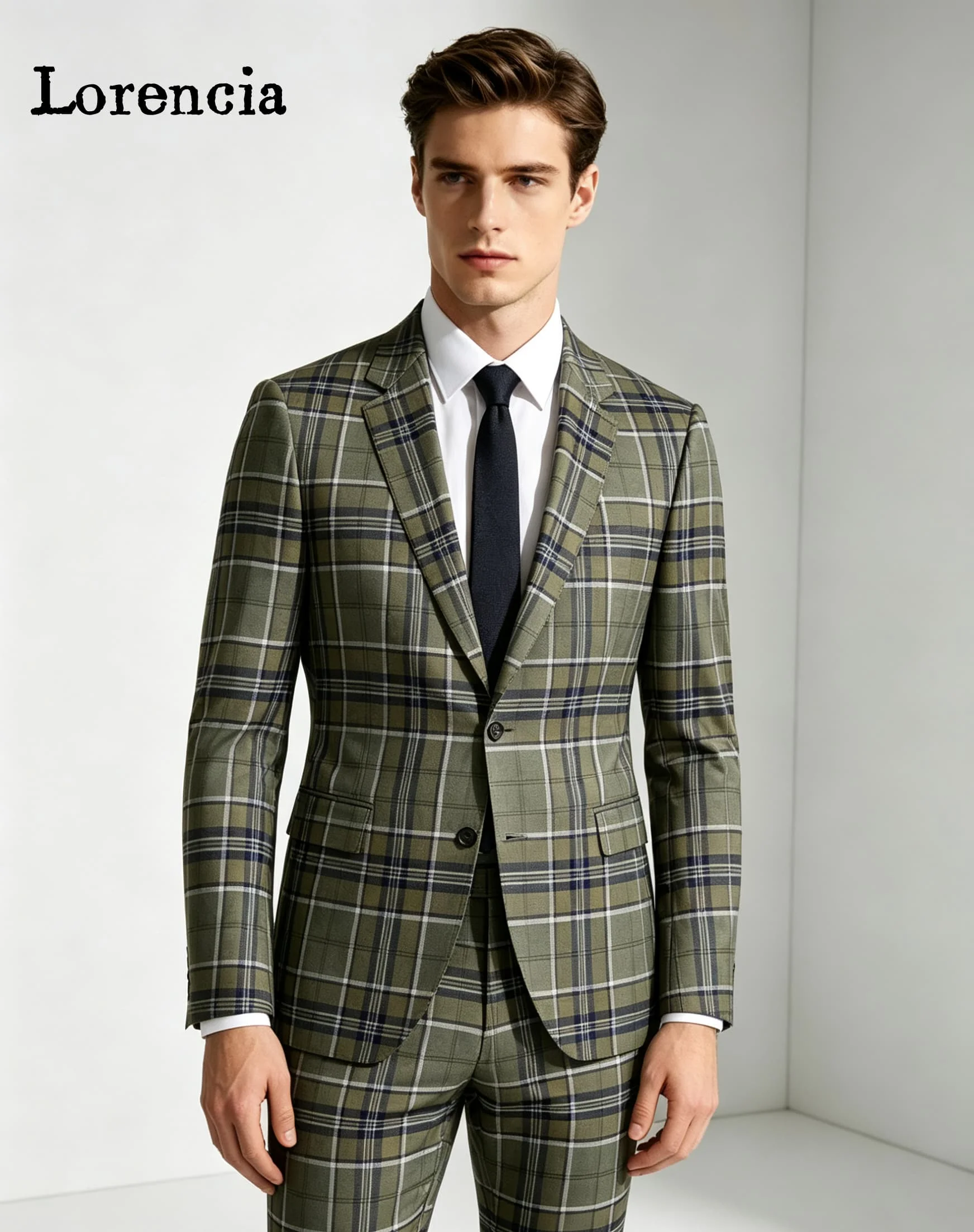 Simple Plaid Men Suits Slim Fit Notched Lapel Groom Wedding Tuxedo 2 Pieces Set Customized Male Party Tuxedo trajes para hombre