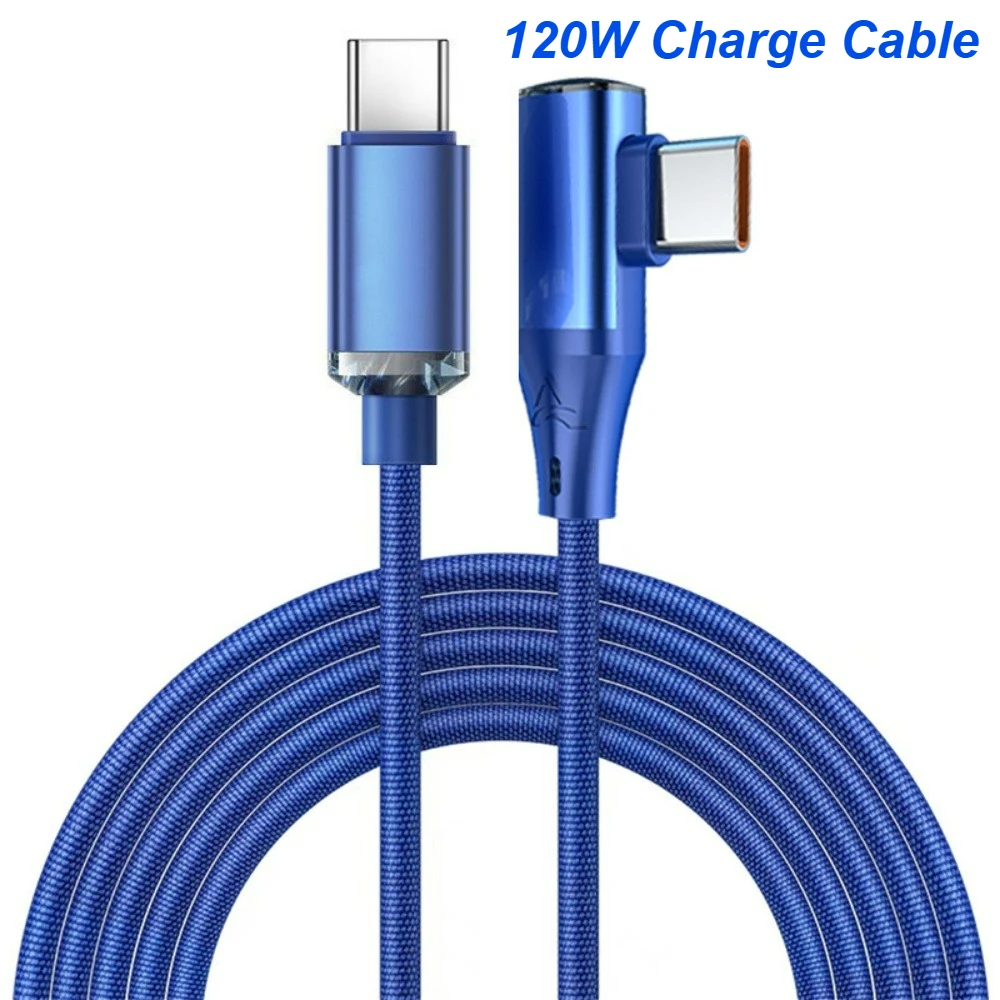 

6A USB C To USB C Кабель 90 градусов Для OPPO 120 Вт Шнур для быстрой зарядки PD Type C Для Honor Huawei Oneplus Realme USB C Data Wire