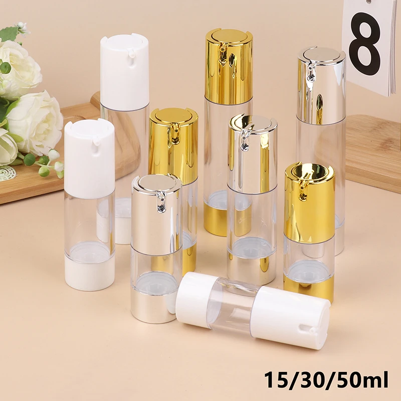 1 pz 15/30/50 ml di lusso riutilizzabili bottiglie con pompa airless contenitori cosmetici sottovuoto portatili per il trattamento della lozione e l'uso in viaggio