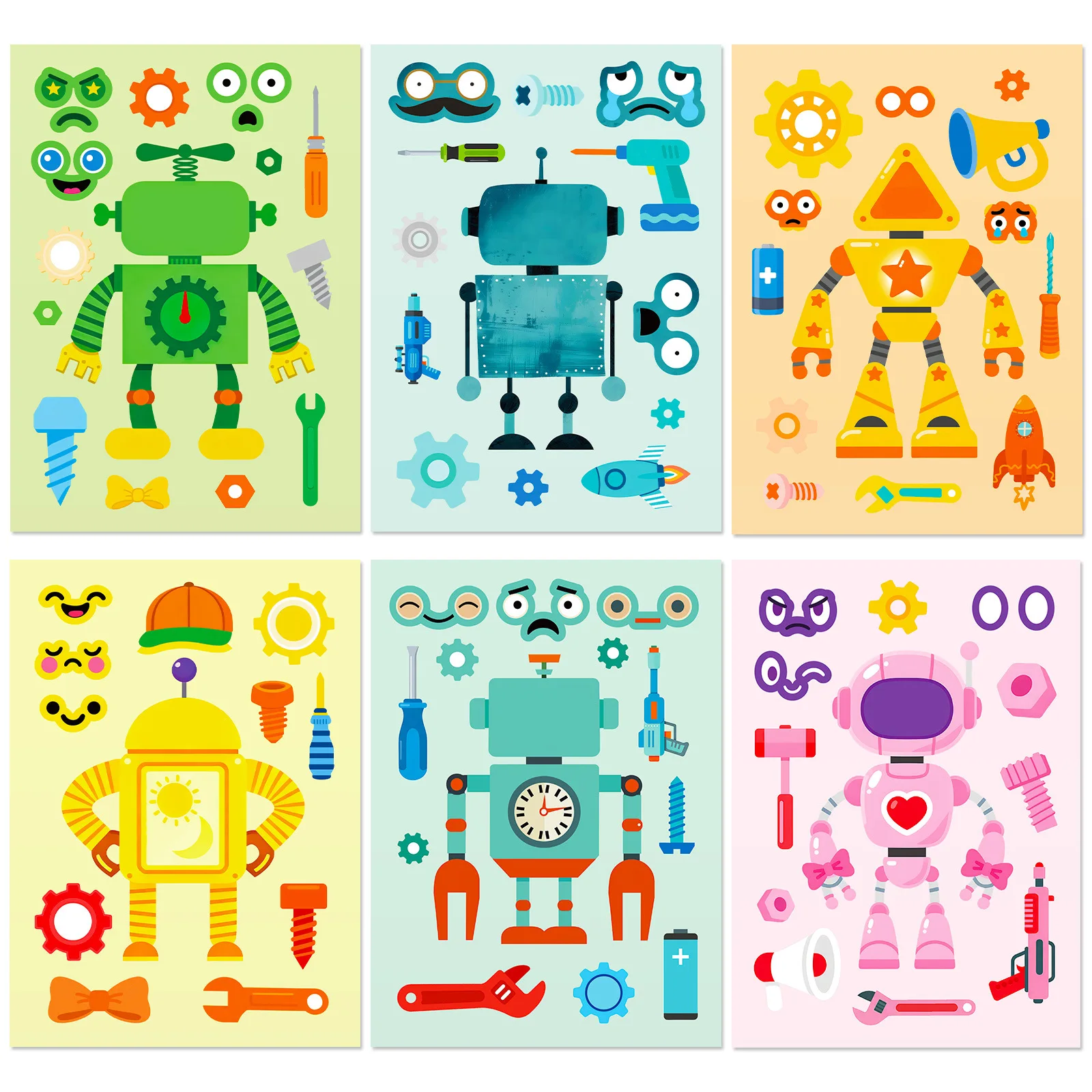 

8 шт. наклеек с роботами, мультяшные наклейки для кружек и блокнотов, детские креативные наклейки