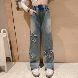 Jeans For Girl Star Pattern Girl's Jeans Spring Autumn Jeans Kids Casual Style Clothes For Girls 6 8 10 12 14