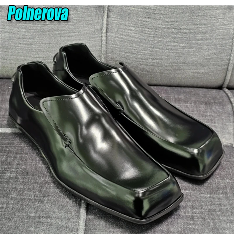 

British Style Square Toe Leather Shoes for Men Summer New Black Couple Casual Shoes Comfortable Women Flat Loafers Big Size