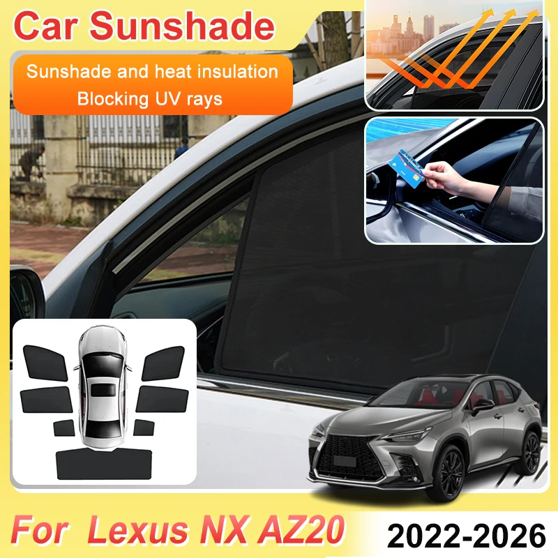 

Магнитная сетчатая солнцезащитная шторка для Lexus NX 350H AZ20 2025 2022~2026: Аксессуары, защита от солнца, УФ-защита для автомобильных окон и лобового стекла, солнцезащитный козырек