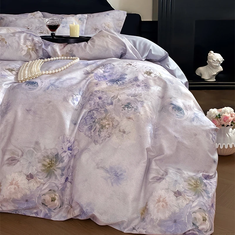 Luxury 2025 New 100% All - Cotton Four - Piece Bedding Set, Long - Staple Pima Cotton, Digital Printed, for 2.0m Bed