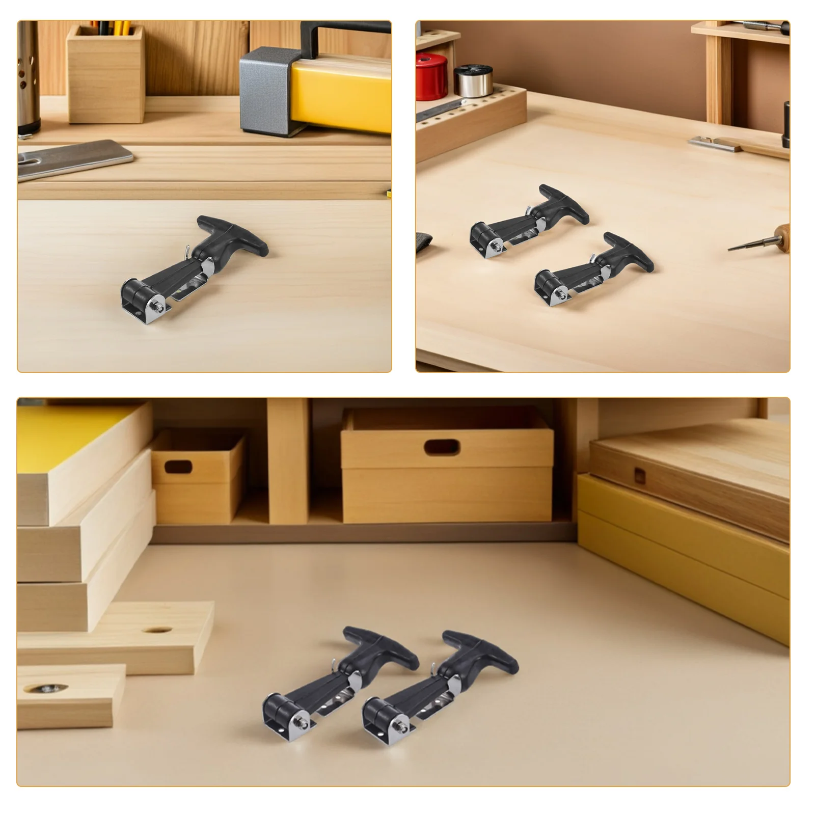 

2pcs Stainless Steel Latch Rubber T-Handle Hasp Heavy Duty Draw Latch Tool Box Lock Door Handle Hold-Down Buckle Reusable