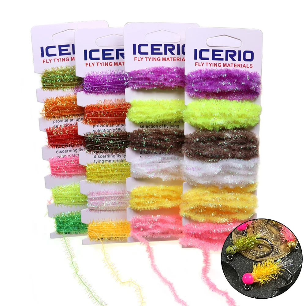 1 Stk./2 Stk. 4mm 6mm Ice Dub Chenille Flash Cactus Chenille Fliegenbindematerial für Jig-Nymphen Woolly Bugger Forellen- und Barsch-Angelköder