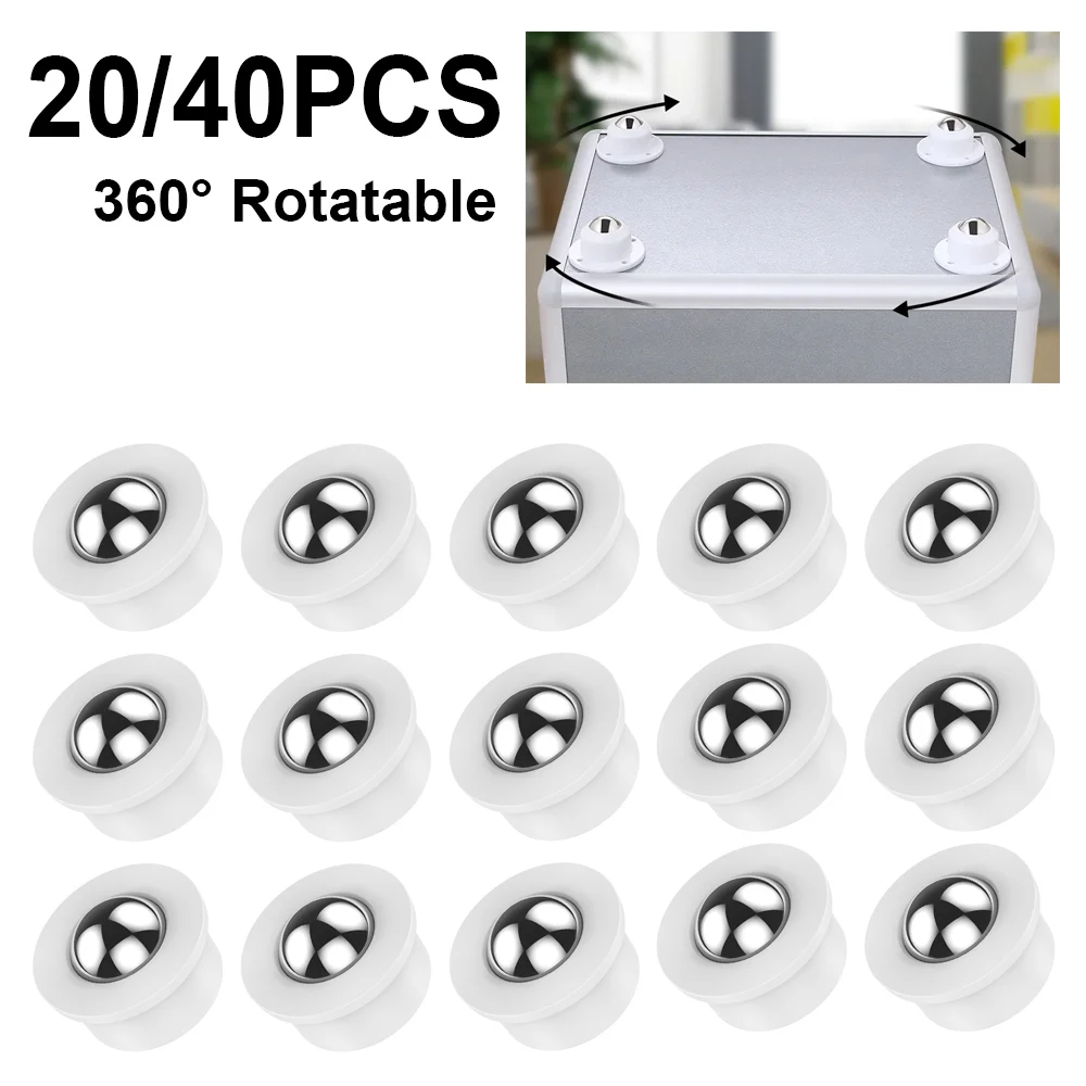 20/40Pcs Mini Caster Wheel 360° Rotatable Stainless Steel Universal Wheel Self Adhesive Caster Furniture Storage Box