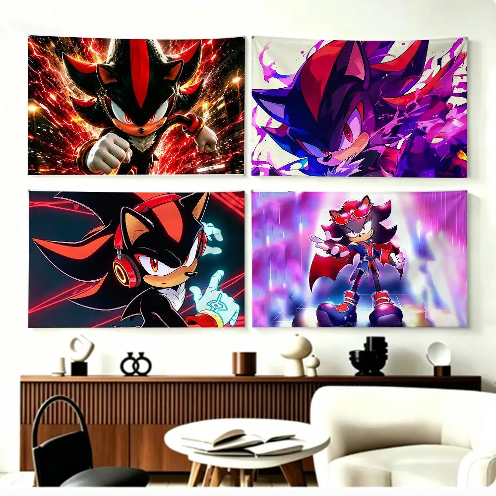 COOL S-Shadows S-Sonics Hedgehog   Flags Wall Hanging Background Art Banner for Bedroom Home Outdoor Decor