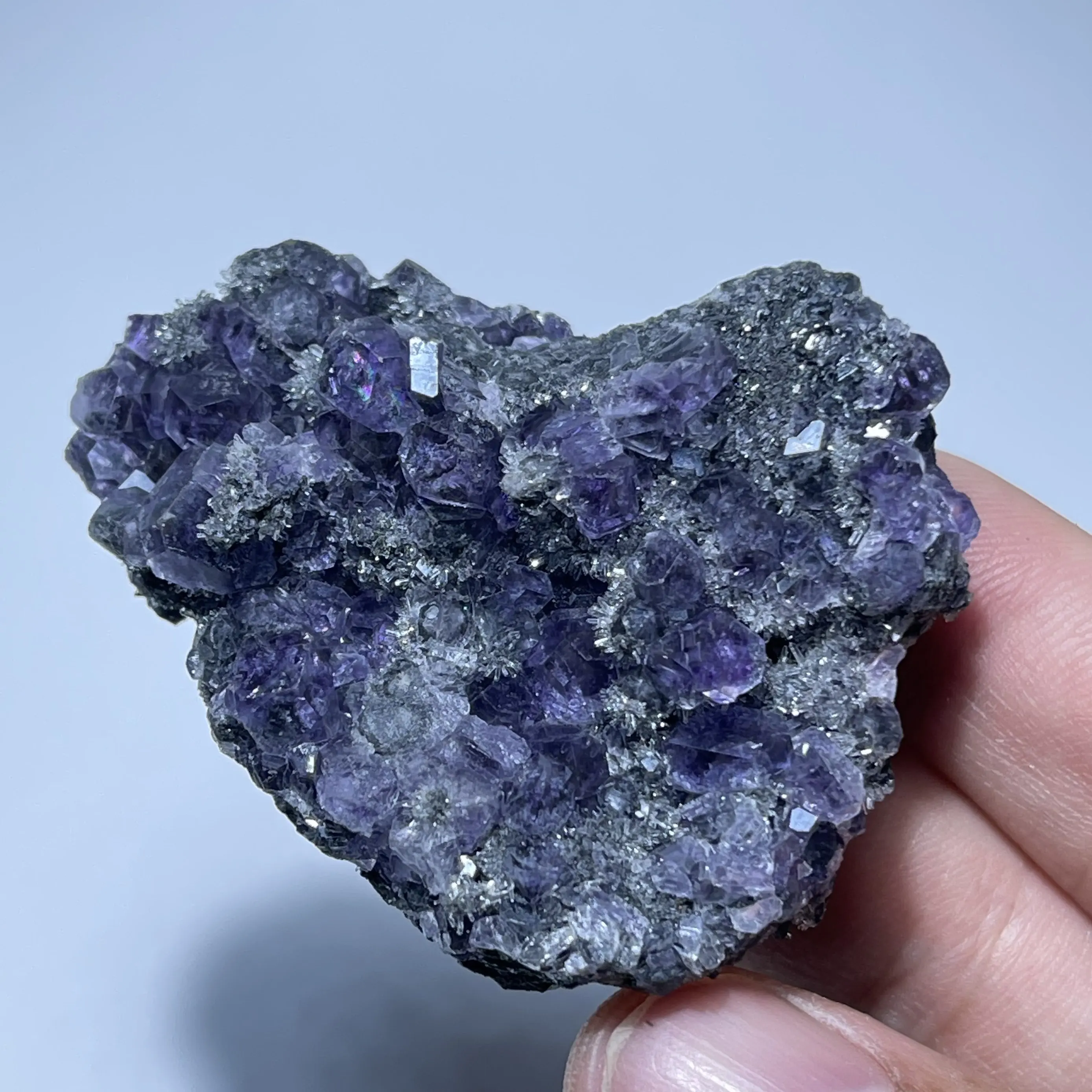 Natural FUJIAN Tanzania purple fluorite mineral specimen + healing quartz crystals and stones rock gemstone