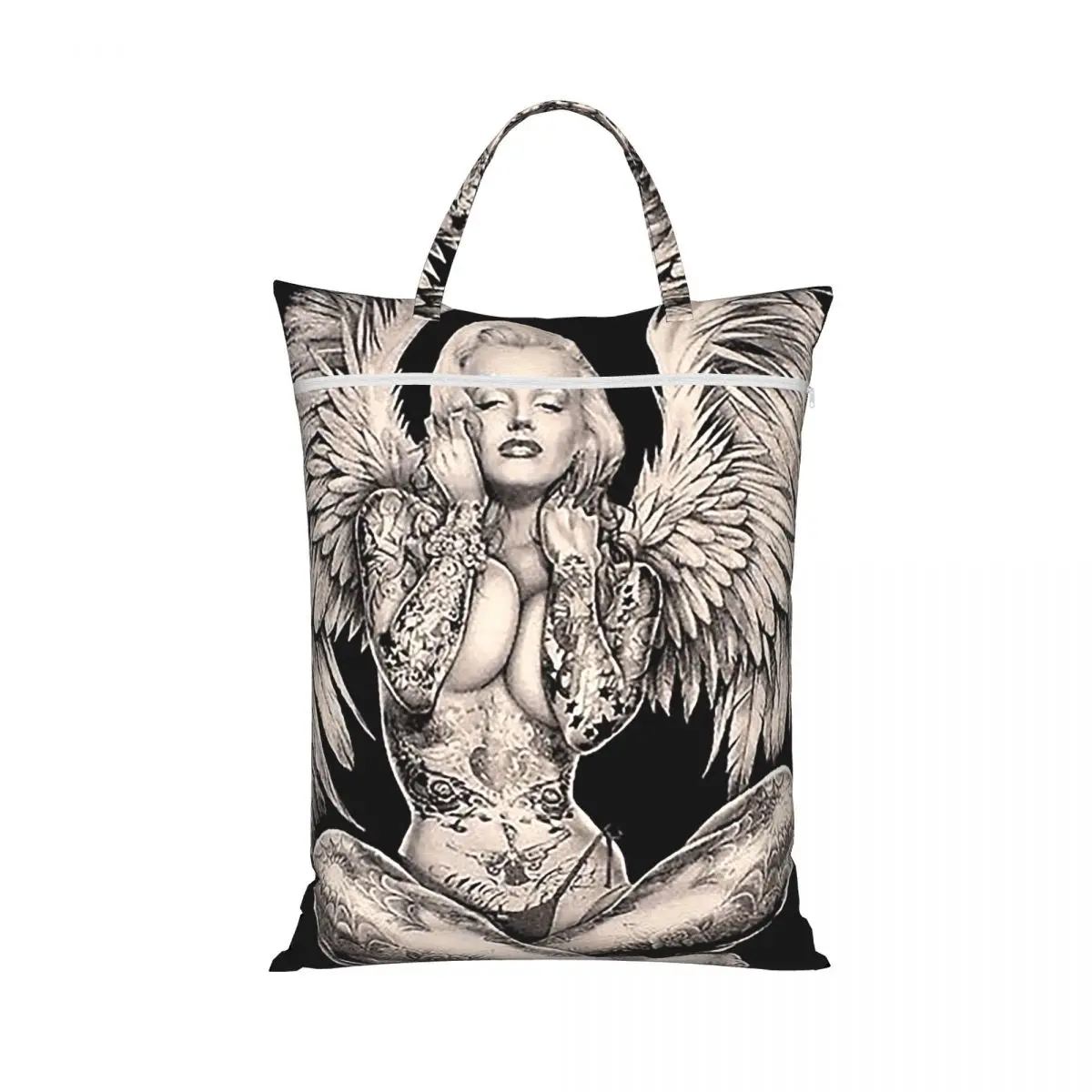 Marilyn Vintage Abstract Tattooed Angel Laundry Collector Foldable Laundry Basket Home Organizer Washing Basket Home Organizer