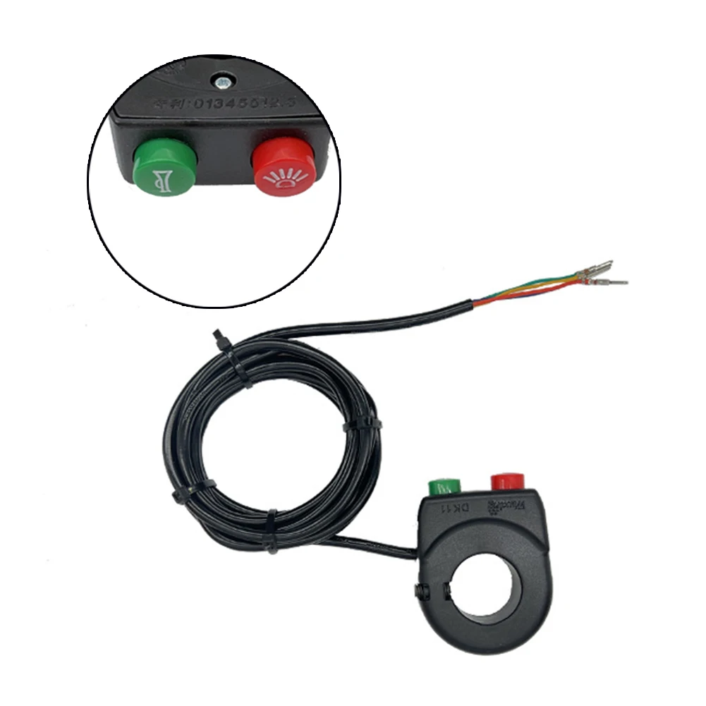 

E-Bike Wuxing 2In1 Electric Bicycle Scooter Front Light Headlight Horn Button Switch Plastic Cable Length 150CM