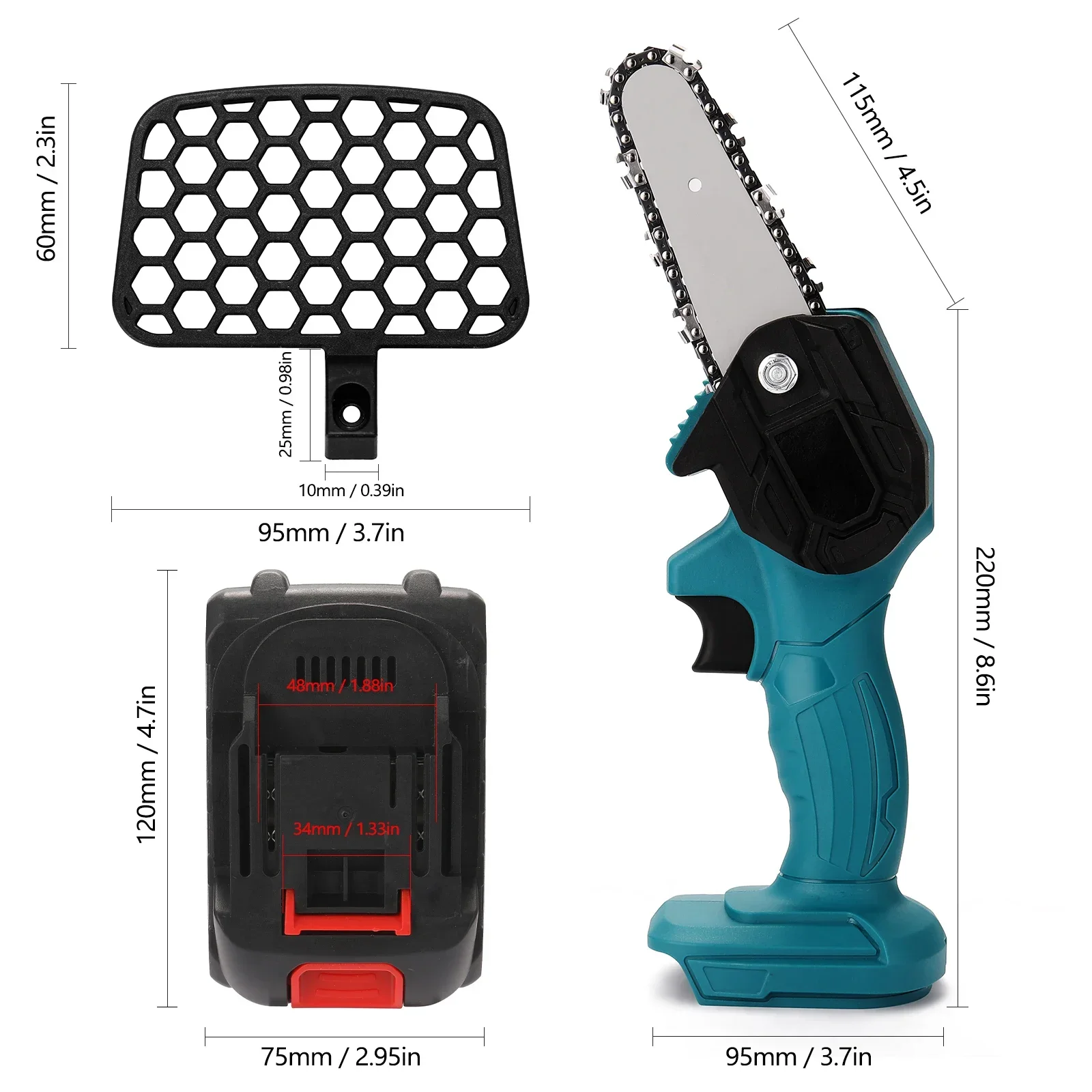 21V 4 inch Mini Electric Pruning Saw Rechargeable Small Wood Spliting Chainsaw One-handed Woodworking Power Tools