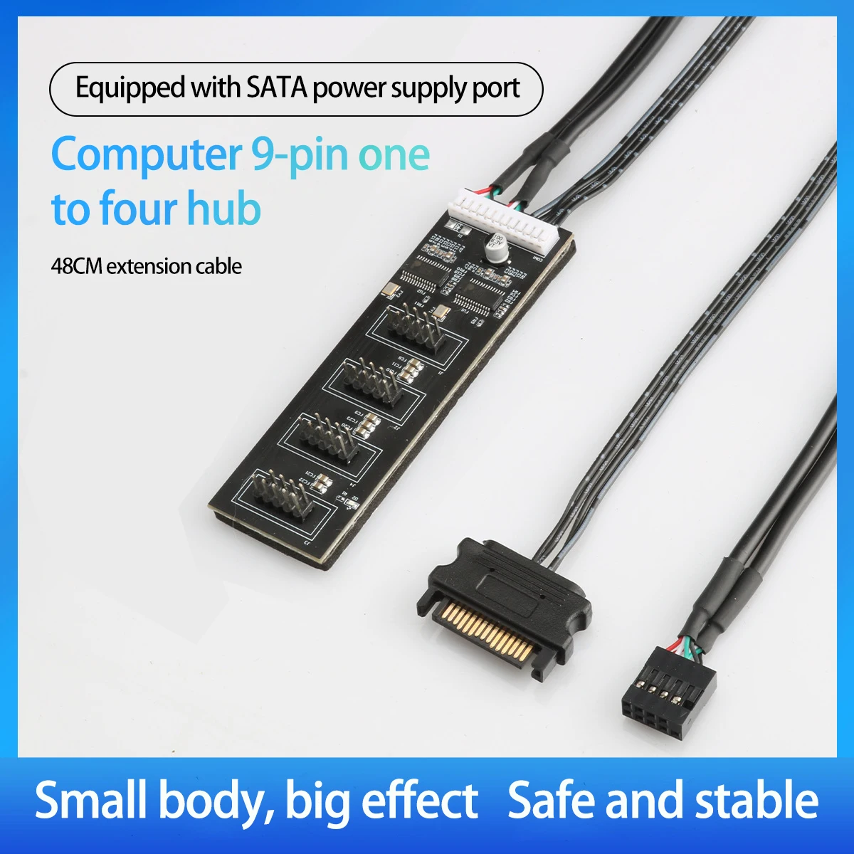 UTHAI HC427-D USB 2.0 Desktop Host 9-Pin One to Four Hub Computer DIY Light Strip Fan with SATA Power Port Hub