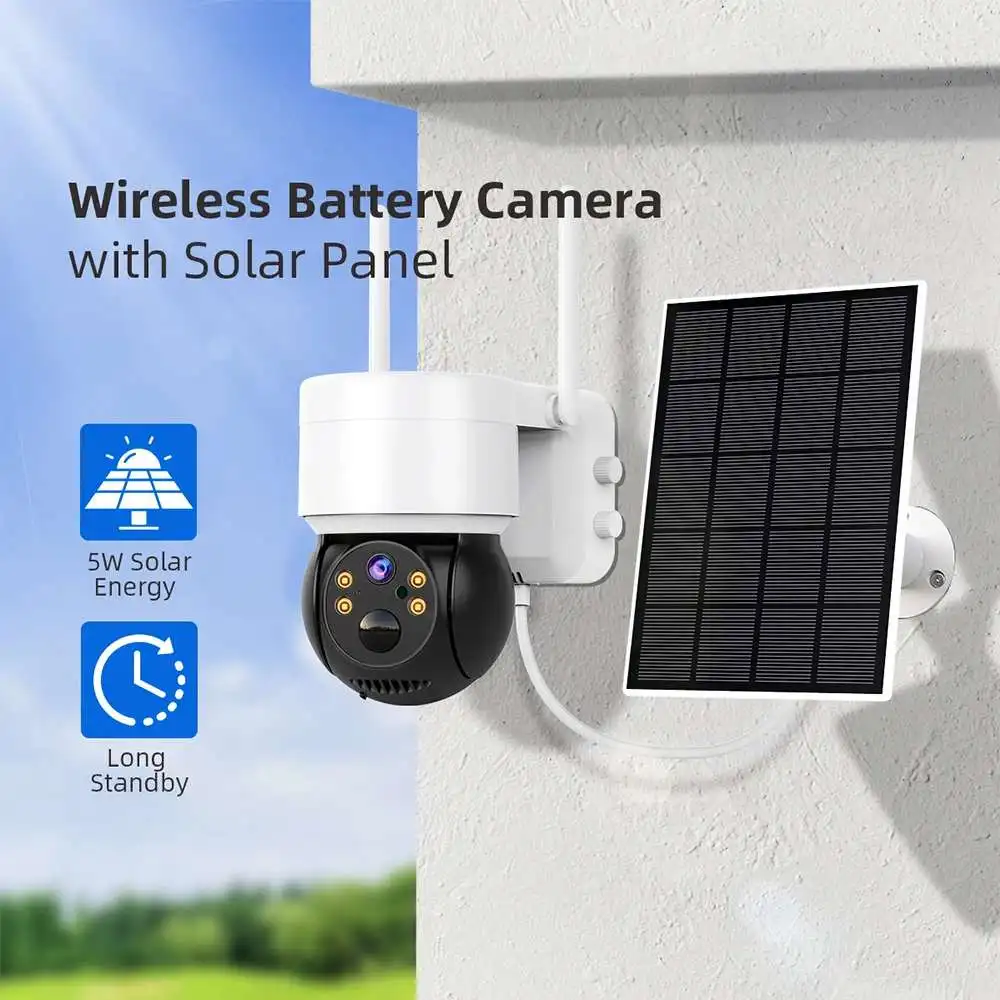 Hiseeu WTD514 4MP Outdoor Wireless Solar WiFi Camera 5X Zoom 1080P PTZ IP Cam PIR Motion Detection Night Vision Two-way Audio Vi