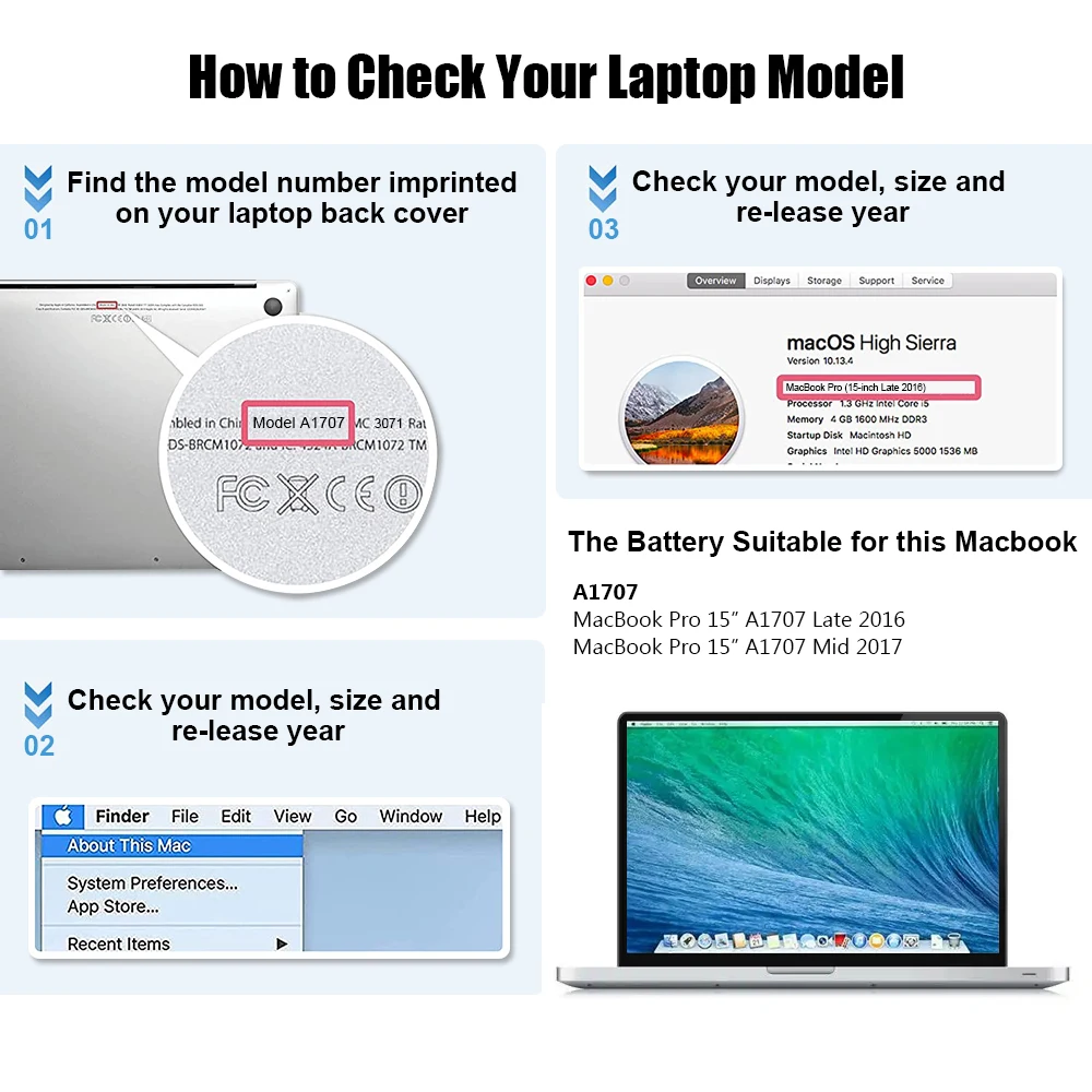 Imagem -02 - Liscn 11.4v A1820 Bateria do Portátil para Apple Macbook Pro 15 A1707 Final de 2023 Meados de 2023 Emc3072 3162 Mlh42 Mlw72 Mlw82 Ferramentas Gratuitas