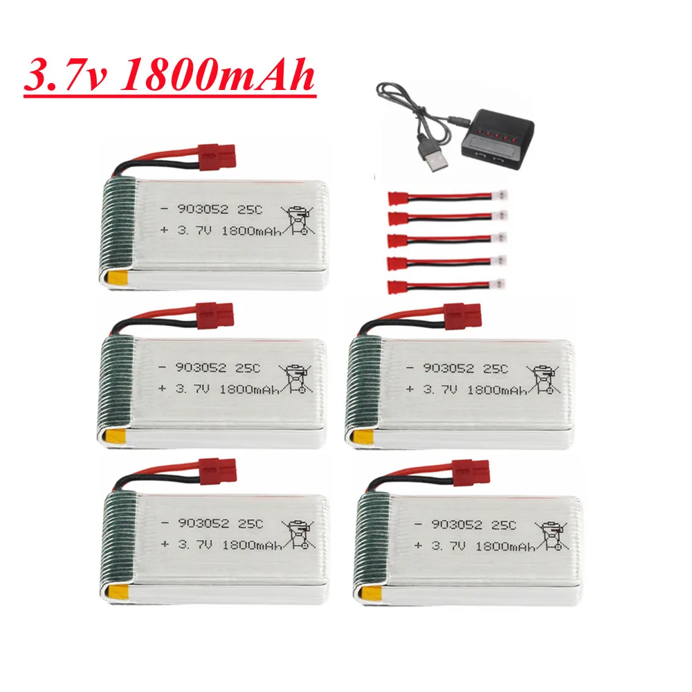 3.7v 1800mAh Lipo Battery and Charger for SYMA X5 X5S X5C X5SC X5SH X5SW X5UW X5HW 903052 3.7v Li-po battery XH4.0 Plug