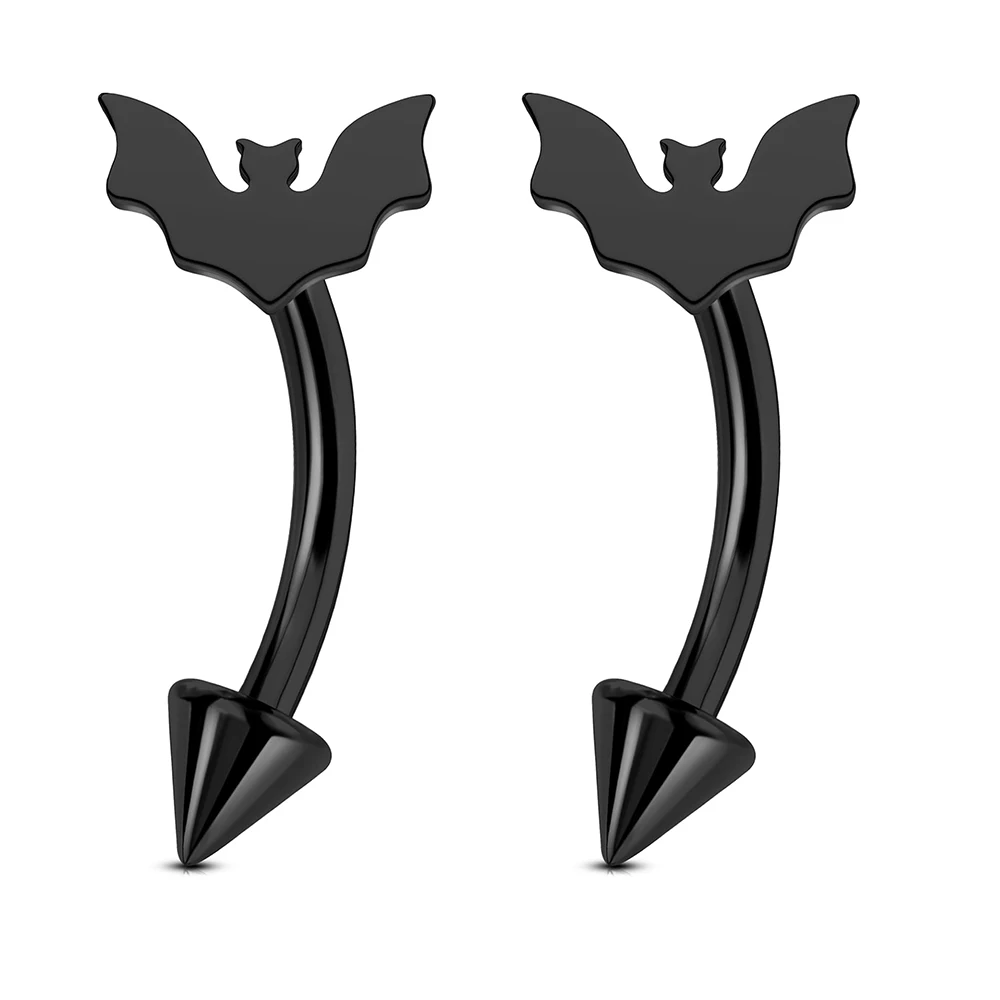 2pcs 16G Bat Rook Eyebrow Ring Vertical Labret Lip Piercing
