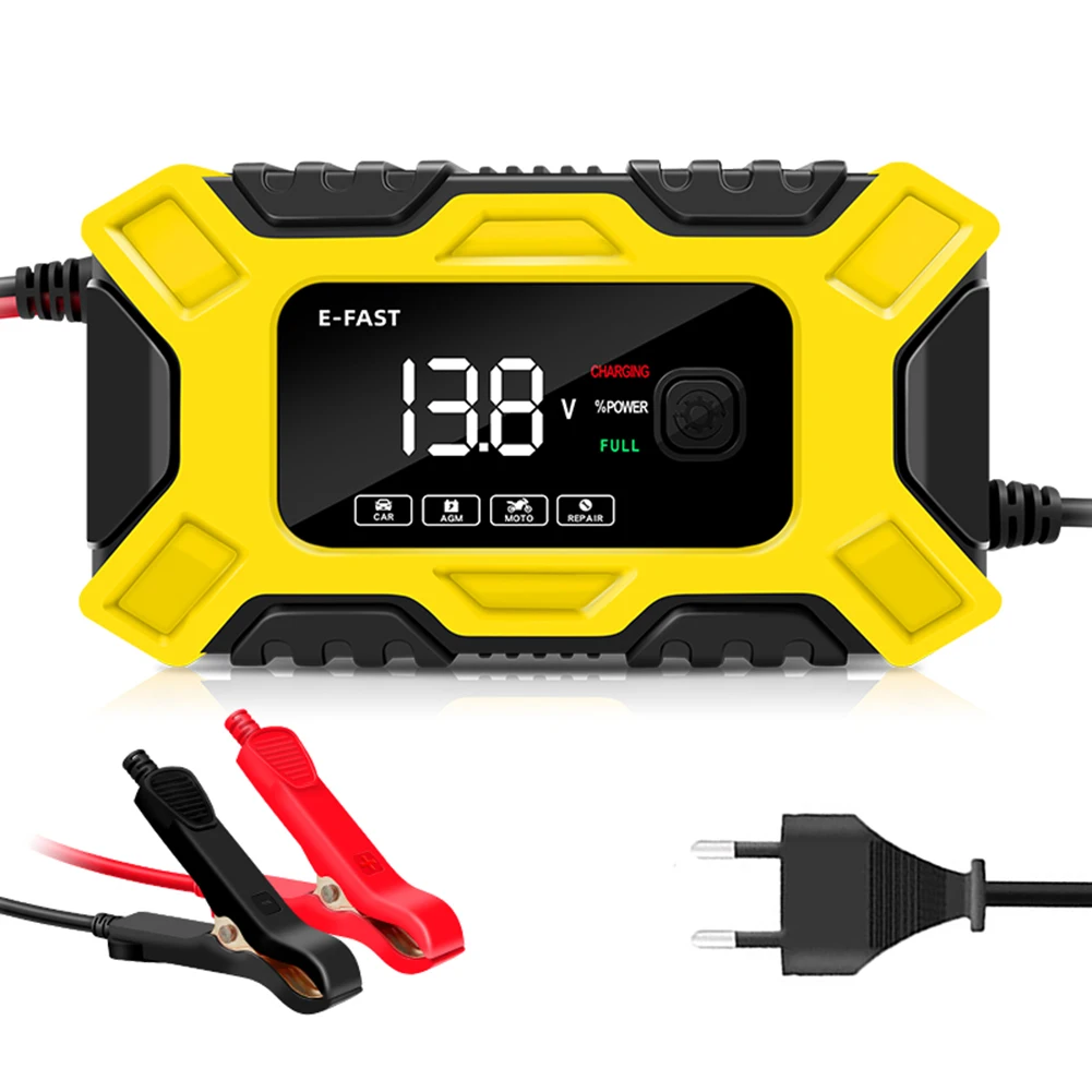 Cargador de inteligente para motocicleta coche, dispositivo carga Gel AGM de plomo , pantalla LCD Digital, 12V, 24V, 8A