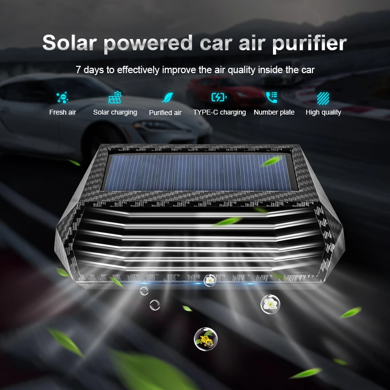 1pc Solar Air Purifier, Built-in Sensor, Used in the Car, Purifies Air, Clean Air, Fresh Air, Purification Generator, Intelligen
