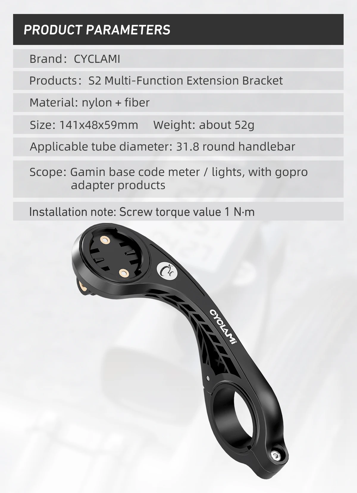 Cyclami s2 fahrrad computer halterung bergstraße fahrrad gps scheinwerfer halter halterung für garmin xoss igp sport magene coospo Vorderlichthalter – Detail 3