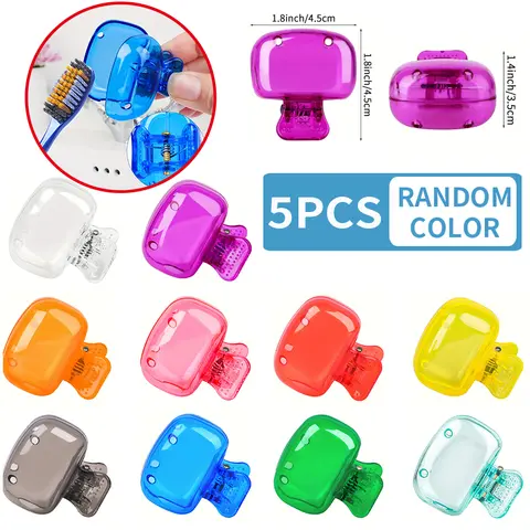 5pcs Household Toothbrush Storage Clip - Portable Travel Toothbrush Dust Protective Cap - Storage Box Portable Toothbrush Head P