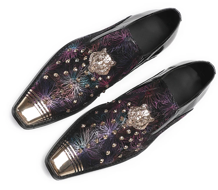 BOARD Herbst Herrenschuhe Spike Luxuriöse Persönlichkeit Bankett Niete Tigerkopf Druck Formelle Kleidung Schuhe – Detail 28