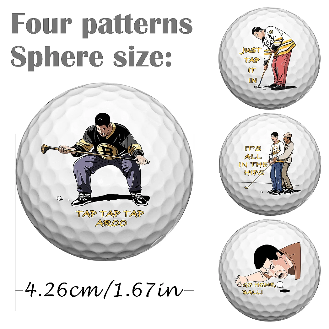 Caiton Funny Golf Balls – 4 Unique Designs, Gag Gift Set for Men, Dad, Grandpa, Perfect for Birthday, Xmas, White Elephant