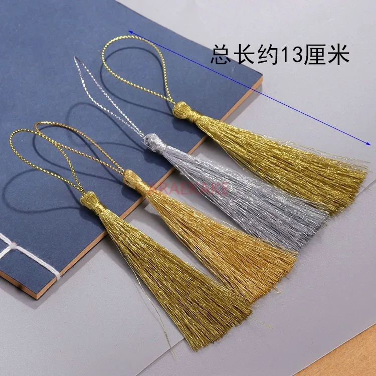 1PCS Gold, silver, silk thread, ancient style tassel, hanging tassel, handicraft pendant, decorative bookmark, tassel accessory