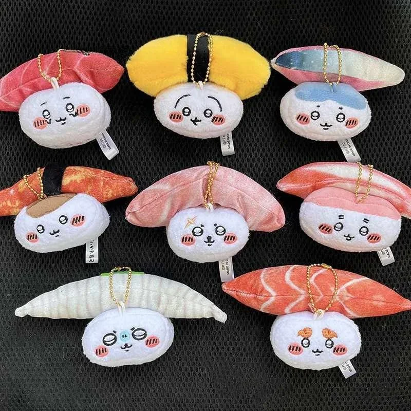 Anime Kawaii Tokyo Chikawa Self-deprecating Bear Head Sushi Rice Ball Pendant Hachiware Usagi Plush Toy Keychain Decoration Gift