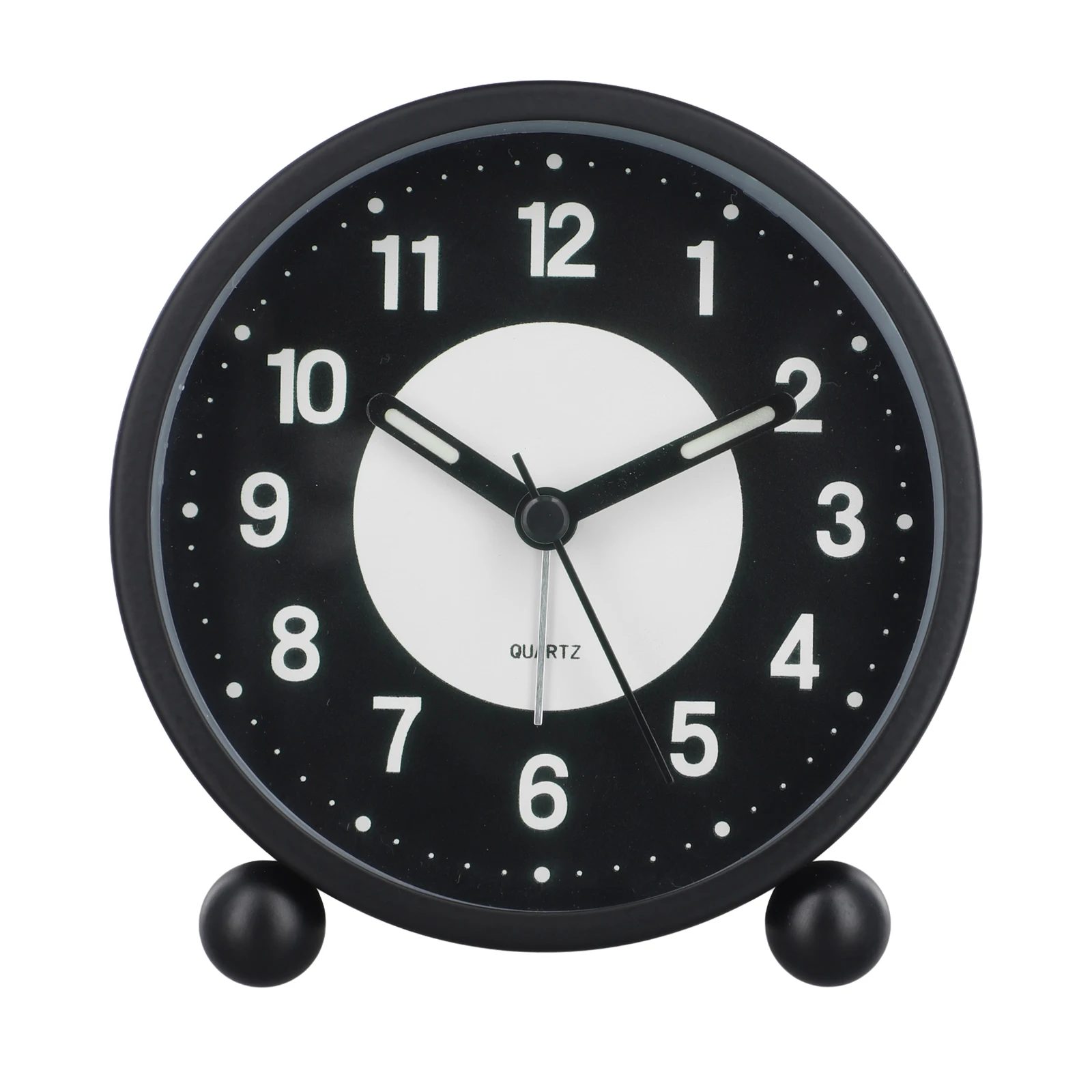 Metal Round 4-inch Luminous Alarm Clock Portable Anti-drop Silent Movement Night Light Clock Watch For Home Bedside Table
