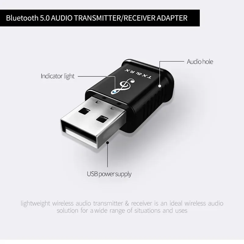 2 in 1 Wireless Bluetooth 5.0 Receiver Transmitter Adapter 3.5mm Jack For Wireless Earphone TV MP3 Headphone PC Music Receptor