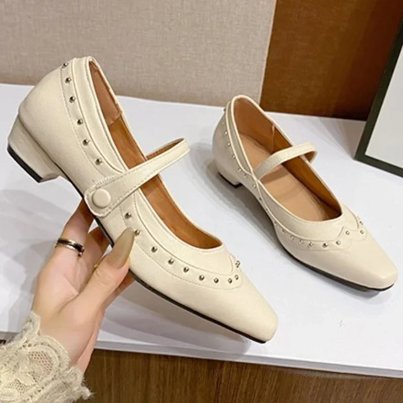 2025 Women's Elegant High Heels Square Toe Retro Shoes Party Dress Autumn New Fashion Women