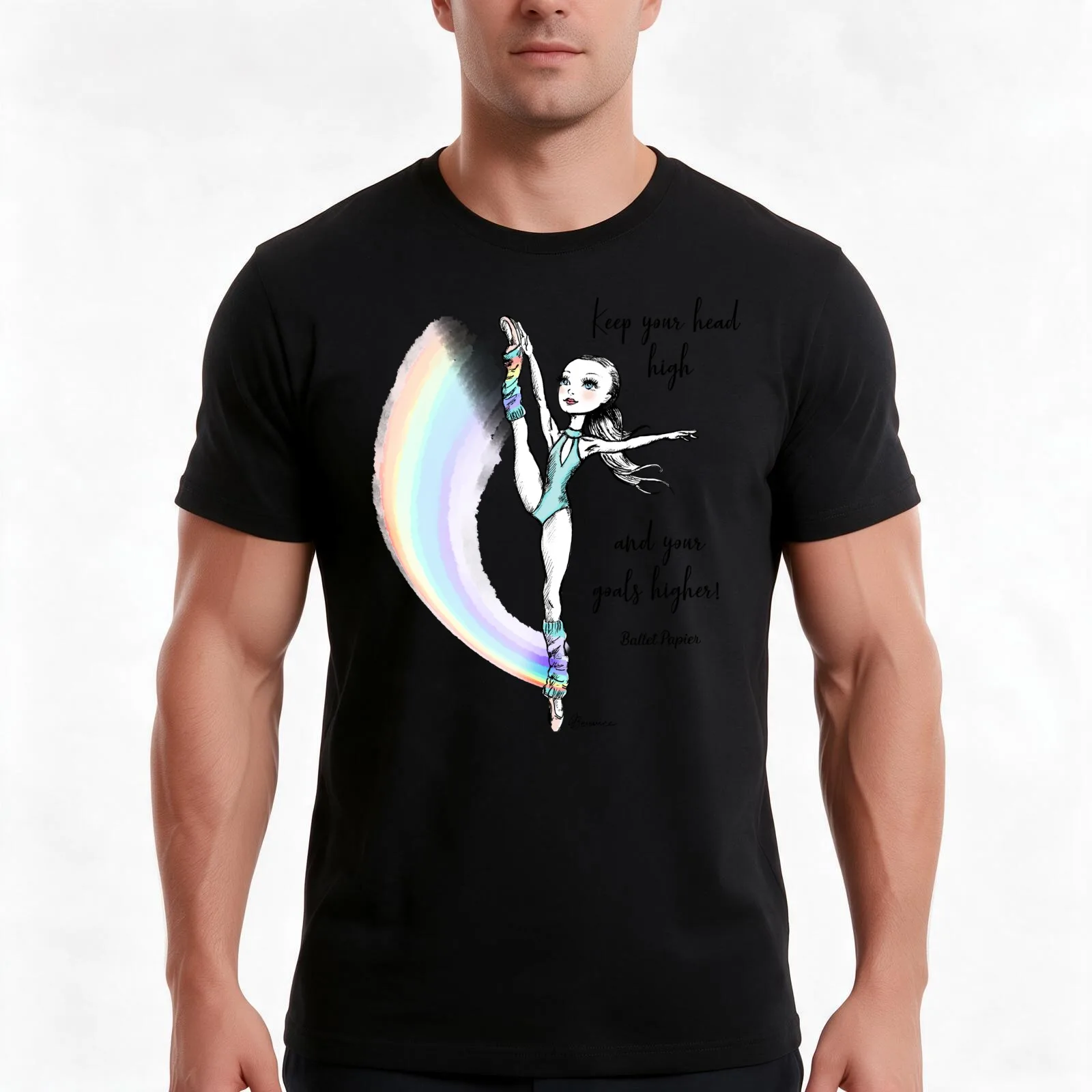 Keep your head high and your goals higher! T-Shirt, Summer Casual Cotton Tee, Oversized Streetwear Tops, Vintage Graphic Print