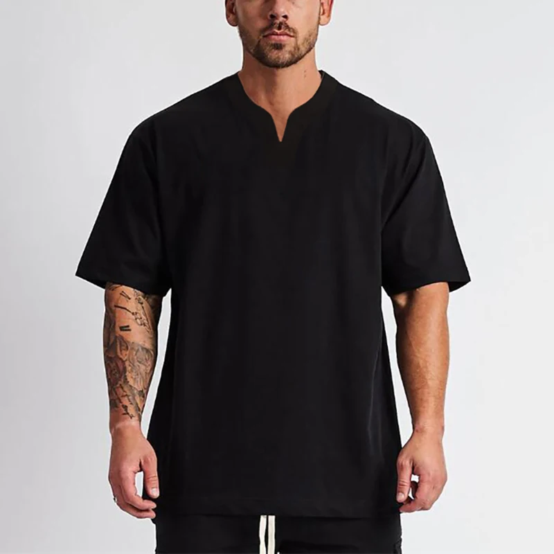 

Blank Cotton Fitness Mens Oversized T Shirt Outdoor Hip Hop Streetwear Loose Gym Clothing Half Sleeve T-shirt Bodybuilding shirt