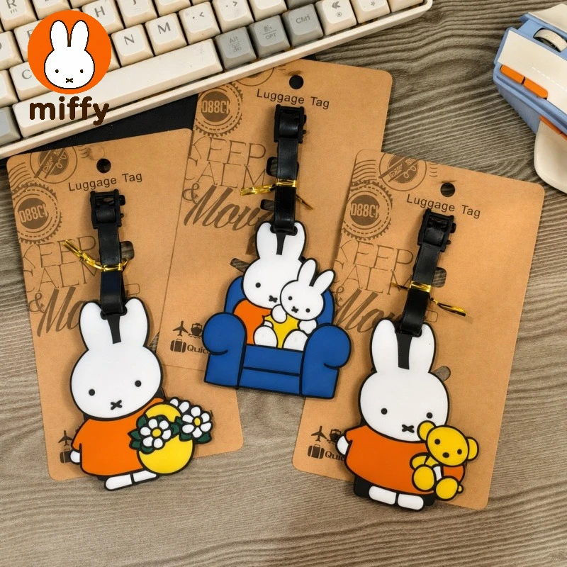 Étiquette de bagage Miffy durable et épaissie, anti-perte, sécurisée, pour identification de valise, nom et marqueur de voyage d'affaires