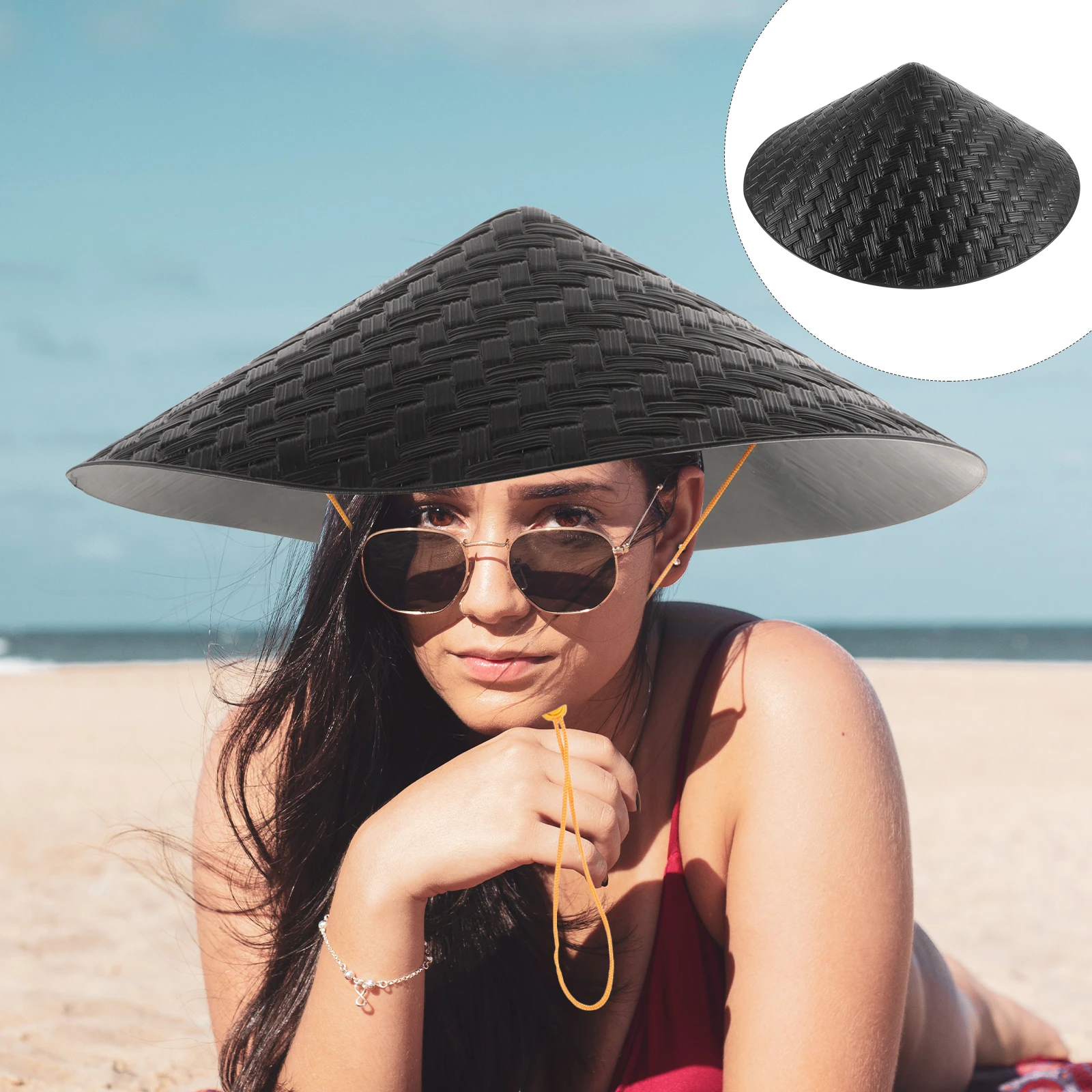 

Woven Breathable Ninja Cosplay Hat Adjustable Rope for Party Stage Performance Anti-Rain Light Weight Comfortable Adult One Size