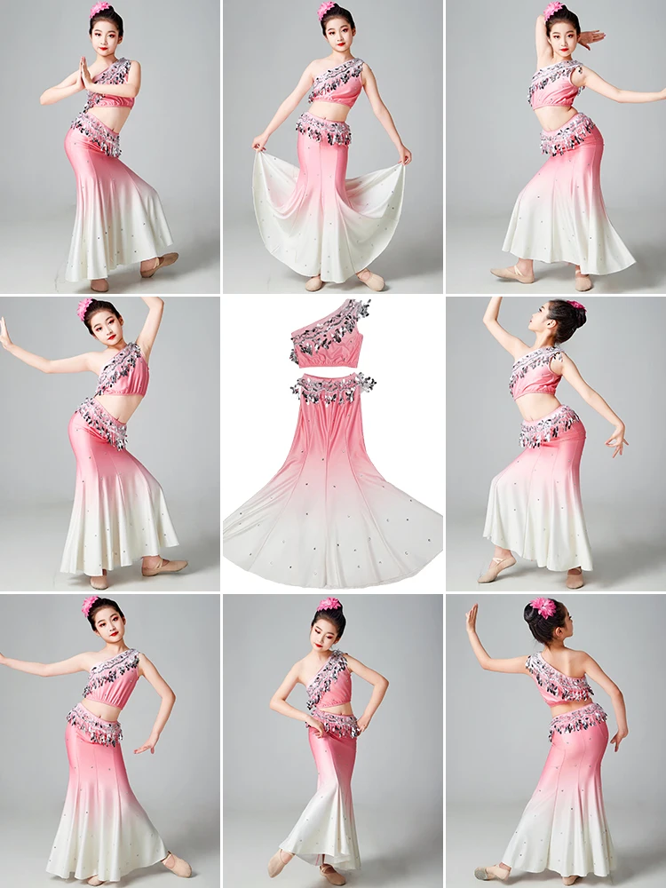 

New Tai Dance Costume Children's Fem Solo Dance Skirt Clouds in the South Spring Performance Outfit Ethnic Stage ...