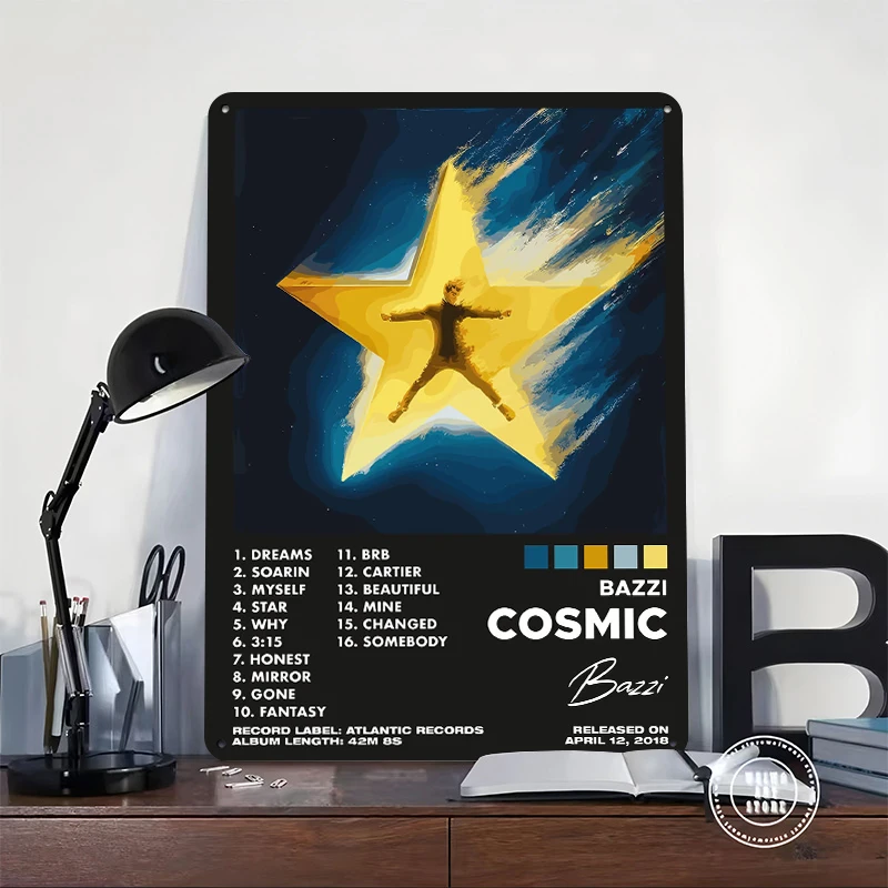 Bazzi Cosmic Album Cover Art Poster Customized Vintage Metal Signs Wall Art Retro Tin Plaque for Decoration Home Bathroom Decor
