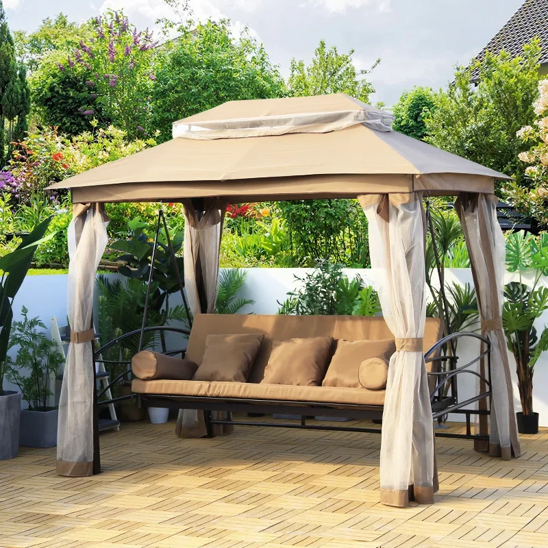 YY- steel outdoor swing bed rocking chair can sit and lie down dual-purpose swing chair courtyard garden wroug iron leisure