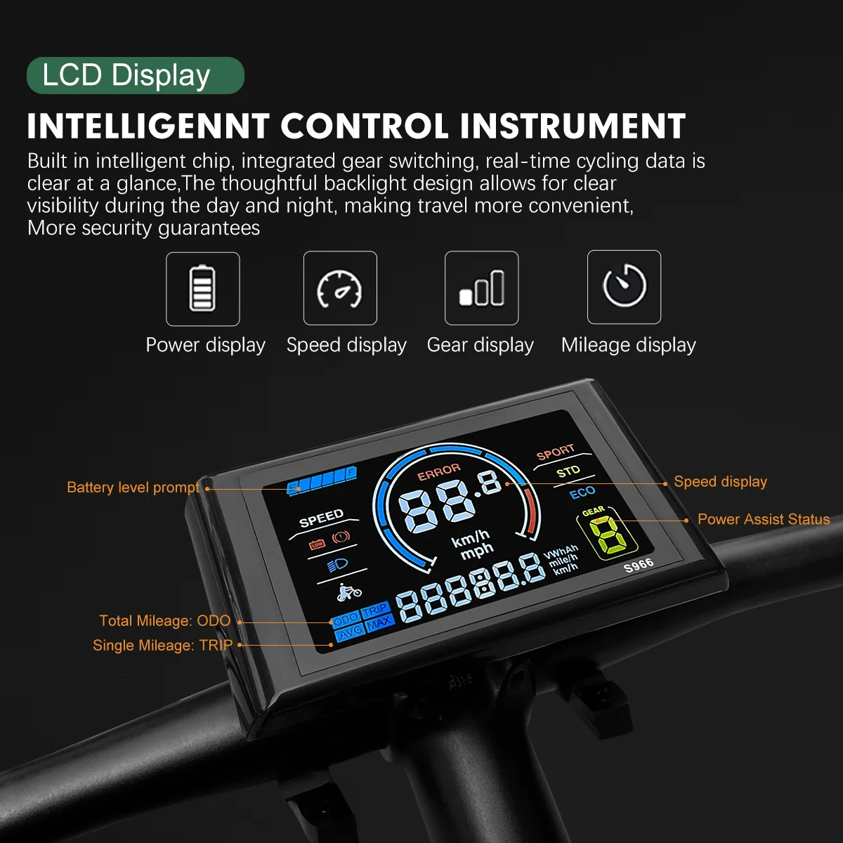 Prise SM/WP de contrôleur du match JN pour le kit de conversion d'Ebike Affichage électrique 24V-72V de document du JN-NFC S966 de vélo carte magnétique