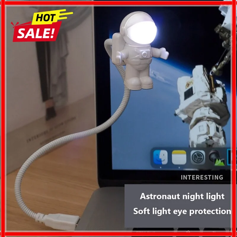 Astronaut USB Night Light Voice Control Mini LED USB Plug Eyes Protection LED Sound Sensor Bedroom Reading Desk Lamp Gift