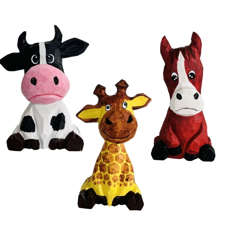 Handgeschnitzte Tierregalfigur aus Holz, dekorativer Akzent für Tische, Schränke, Arbeitszimmer und Büros Innenbereich 3XUF – Detail 1