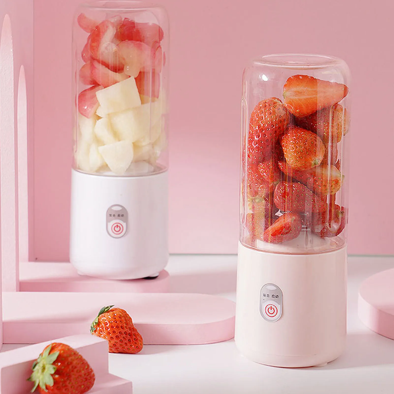 미니 휴대용 전기 과즙기 500ml USB 충전식 블렌더 6잎 블레이드 여행용 블렌더가 포함된 스무디용 개인 과즙기