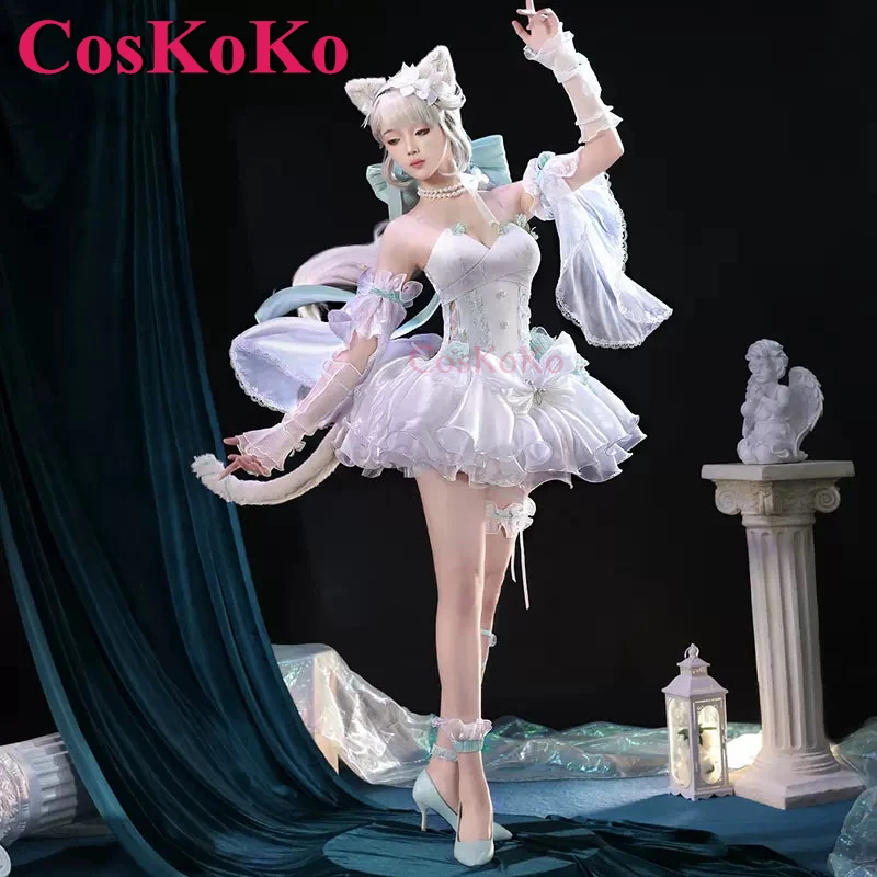 CosKoKo Lynette Cosplay Game Genshin Impact Costume Angel Courtyard Gorgeous Elegant Dress Halloween Party Role Play Clothing