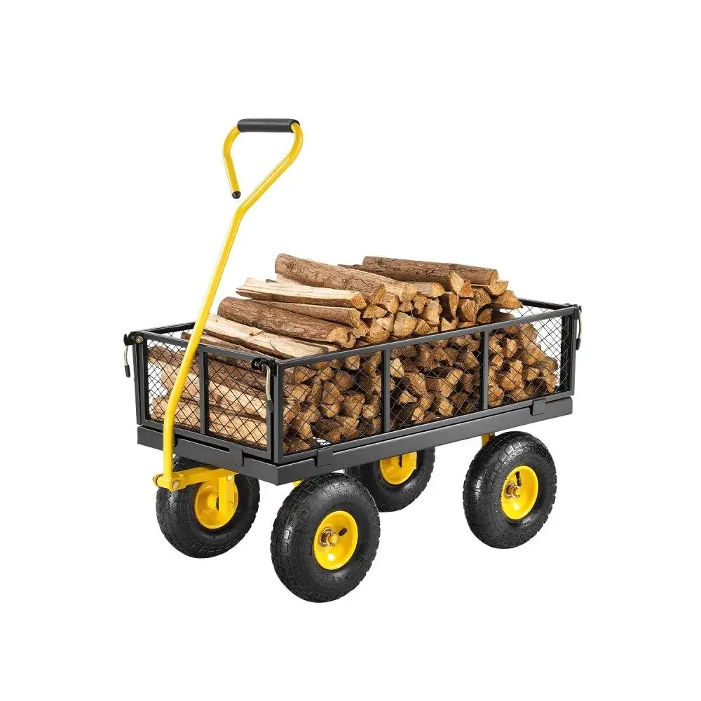 

Heavy Duty 500 Lbs for garden Cart with All Terrain 10 Inch Tires Removable Mesh Sides and 180 Degree Rotating Handle for Yard