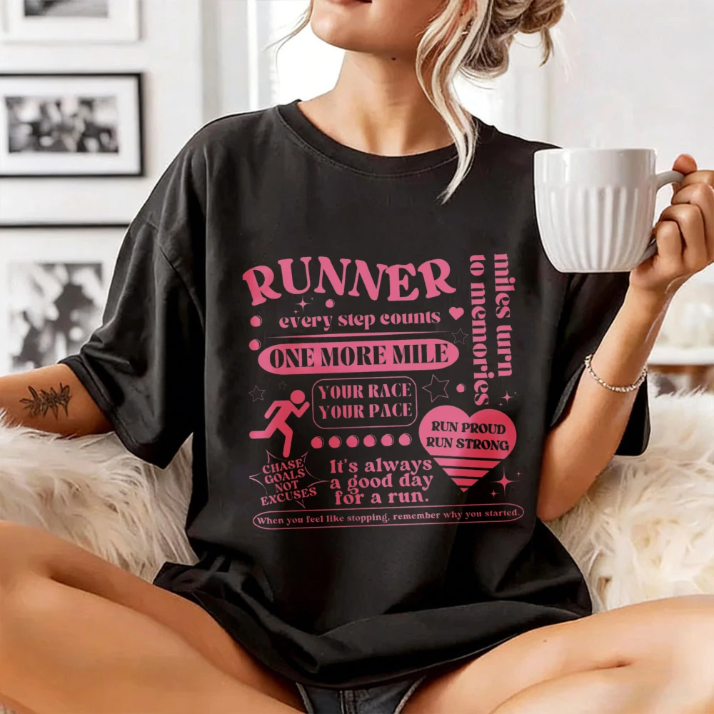 Running Motivational Cotton Tshirt Unisex Tee Athlete Encouragement Casual Tops Jogger Marathon Participant Fitness Training Tee