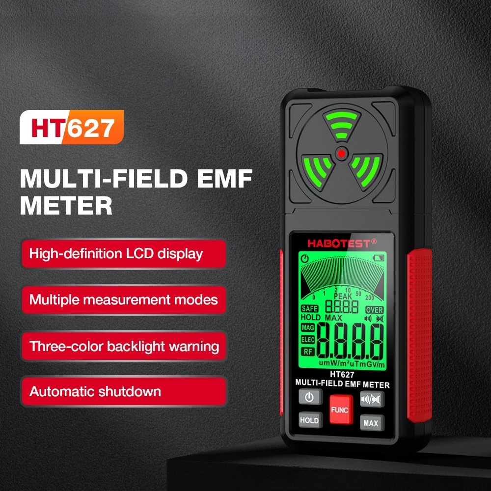 

HABOTEST HT627 Electromagnetic Field Radiation Detector Tester EMF Meter Multifunctional Portable Radio Frequency Warn Meter