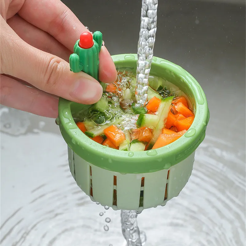 Cactus Sink Drain Strainer Press Automatic Dumping Basket Multi-functional Use Filter Net for Tub Kitchen Waste Collector