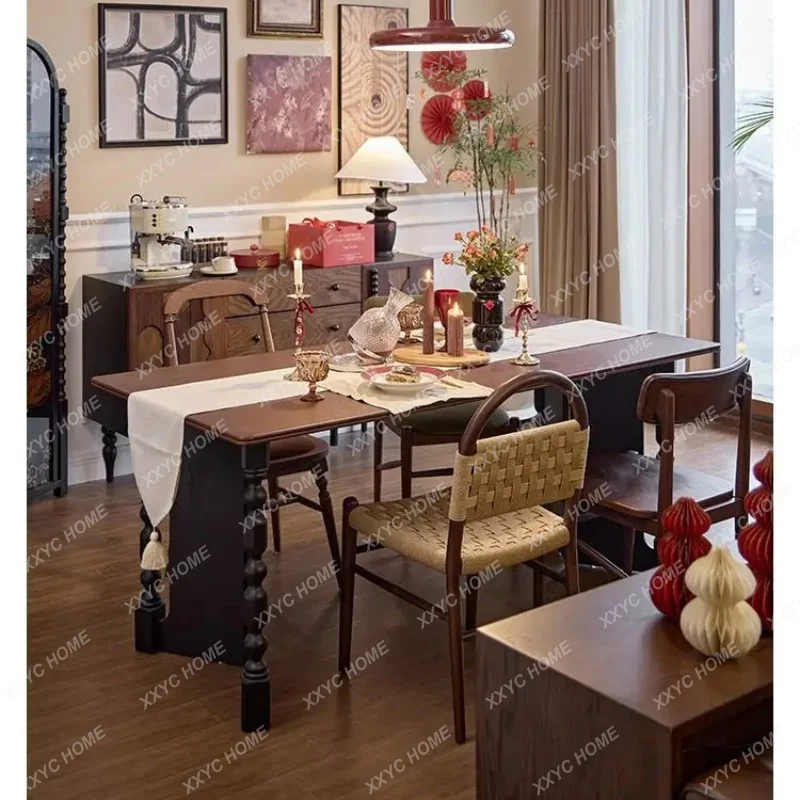 X36  Retro Solid Wood Dining Table Household Antique Square Table Dining Table Multi-function
