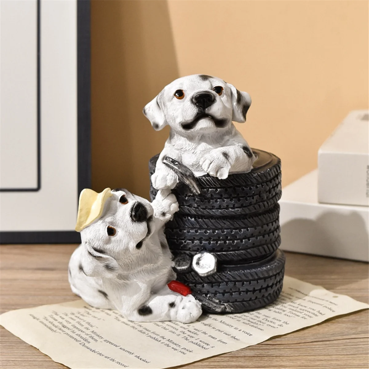 A71Z tirelire résine chien Statue Figurine pot de monnaie jouet tirelire décoration de bureau cadeau d'anniversaire pour enfants A